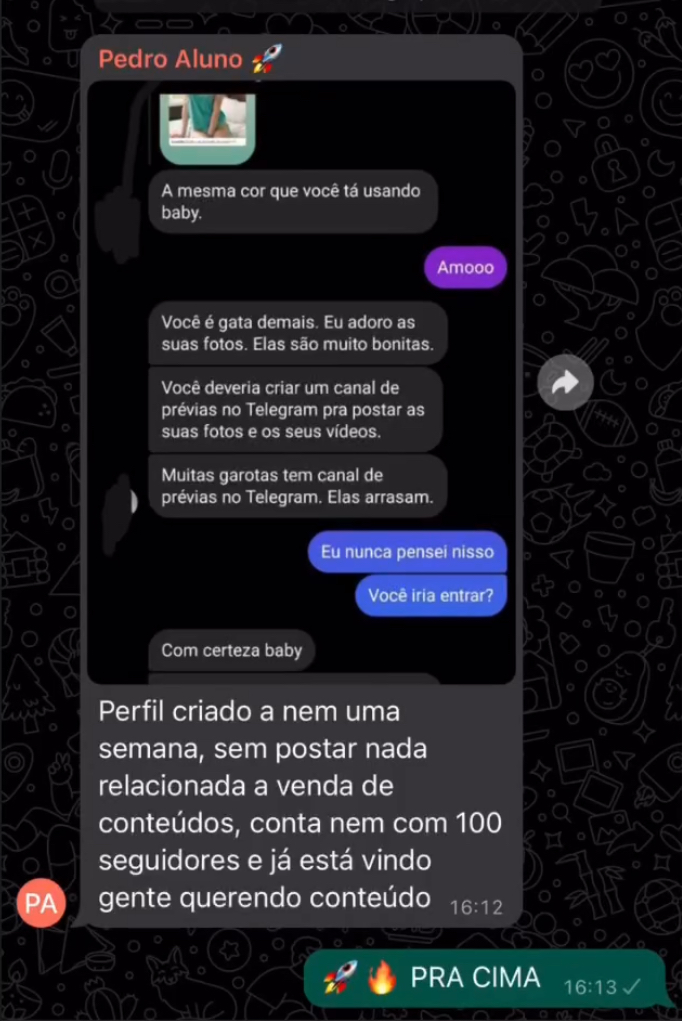 Conversa com Pedro Aluno mostrando resultados rápidos